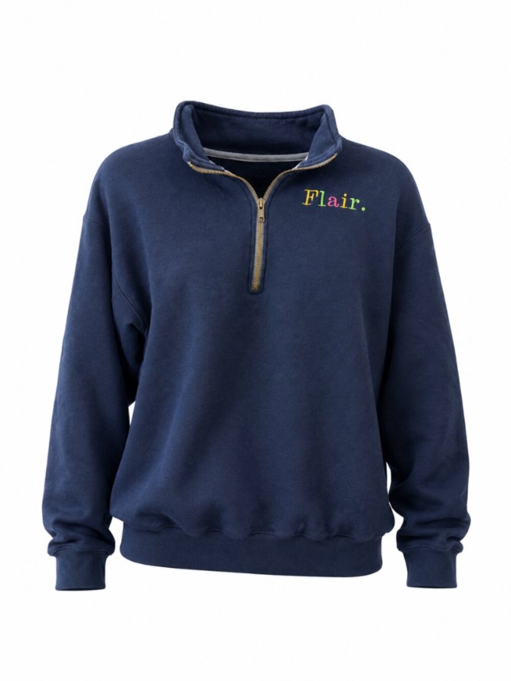 🛍️ 3/10 Flair Navy Quarter Zip Cropped Sweatshirt Fits Like M